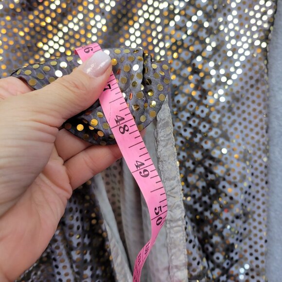Jessica McClintock Dress Womens 8 Gray Gold Silver Glitter Fairy Y2K Twist Front - Picture 13 of 14